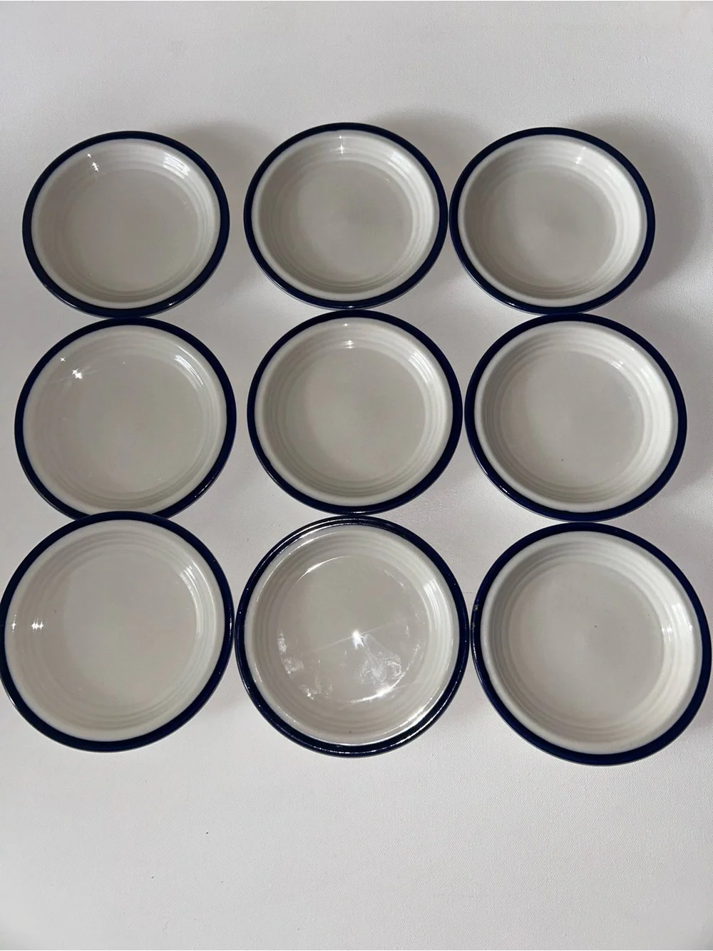 Set of 8 Vintage Sterling China Bread & Butter Plates Wellsville Ohio Blue Rim